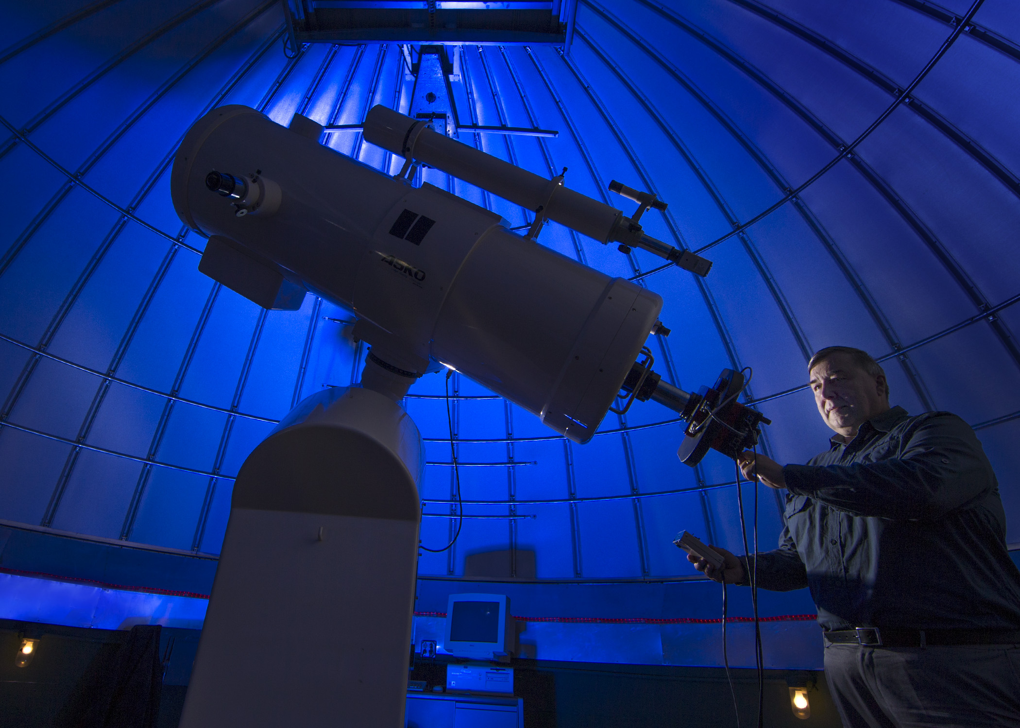 Mike Joner in the observatory at BYU's Eyring Science Center. Photo by Mark A. Philbrick